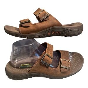 Skechers Brown Leather Reggae Jammin Outdoor Lifestyle Sandals Women's 9